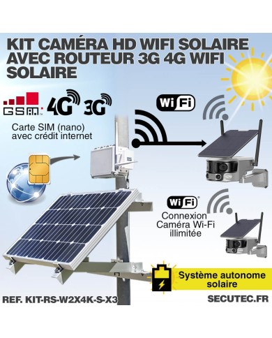 Kit vidéosurveillance 4G autonome solaire avec trois caméras solaire wifi ultra grand angle double objectif UHD 8MP 4K sirène Kit vidéosurveillance 4G autonome solaire avec trois caméras solaire wifi ultra grand angle double objectif UHD 8MP 4K sirène