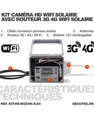 Kit vidéo surveillance 3G 4G autonome solaire avec quatre caméras solaire WiFi Ultra grand angle double objectifs UHD 4K 8MP dét Kit vidéo surveillance 3G 4G autonome solaire avec quatre caméras solaire WiFi Ultra grand angle double objectifs UHD 4K 8MP dét