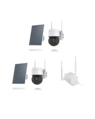 Kit de 2 caméras pilotables solaires WiFi UHD 2K 4MP avec routeur 3G/4G infrarouge detection humaine 128Go