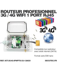 Kit de 3 caméras pilotable solaires WiFi UHD 2K 4MP avec routeur 3G/4G detection humaine 128Go