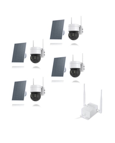 Kit de 4 cameras pilotables solaires WiFi UHD 2K 4MP avec routeur 3G/4G detection humaine 128Go Kit de 4 cameras pilotables solaires WiFi UHD 2K 4MP avec routeur 3G/4G detection humaine 128Go