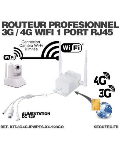 Kit de 4 cameras pilotables solaires WiFi UHD 2K 4MP avec routeur 3G/4G detection humaine 128Go Kit de 4 cameras pilotables solaires WiFi UHD 2K 4MP avec routeur 3G/4G detection humaine 128Go