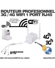 Kit de 4 cameras pilotables solaires WiFi UHD 2K 4MP avec routeur 3G/4G detection humaine 128Go