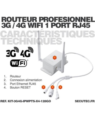 Kit de 4 cameras pilotables solaires WiFi UHD 2K 4MP avec routeur 3G/4G detection humaine 128Go Kit de 4 cameras pilotables solaires WiFi UHD 2K 4MP avec routeur 3G/4G detection humaine 128Go