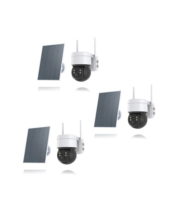 Kit de 3 caméras pilotable solaires WiFi UHD 2K 4MP infrarouge detection humaine 128Go