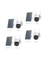 Kit de 4 caméras pilotable solaires WiFi UHD 2K 4MP infrarouge detection humaine 128Go