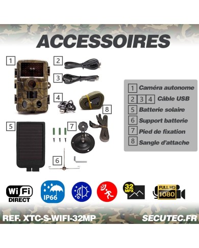 Camera de chasse autonome solaire photo 32 Mpx vidéo audio Full HD vision nocturne invisible étanche IP66 avec connexion Wi-Fi d Camera de chasse autonome solaire photo 32 Mpx vidéo audio Full HD vision nocturne invisible étanche IP66 avec connexion Wi-Fi d
