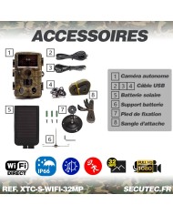 Camera de chasse autonome solaire photo 32 Mpx vidéo audio Full HD vision nocturne invisible étanche IP66 avec connexion Wi-Fi d