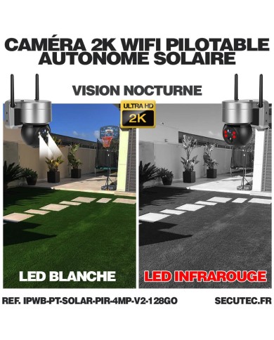 Caméra gris sidéral pilotable solaire IP WiFi UHD 2K 4Mpx waterproof infrarouge detection humaine 128Go Caméra gris sidéral pilotable solaire IP WiFi UHD 2K 4Mpx waterproof infrarouge detection humaine 128Go