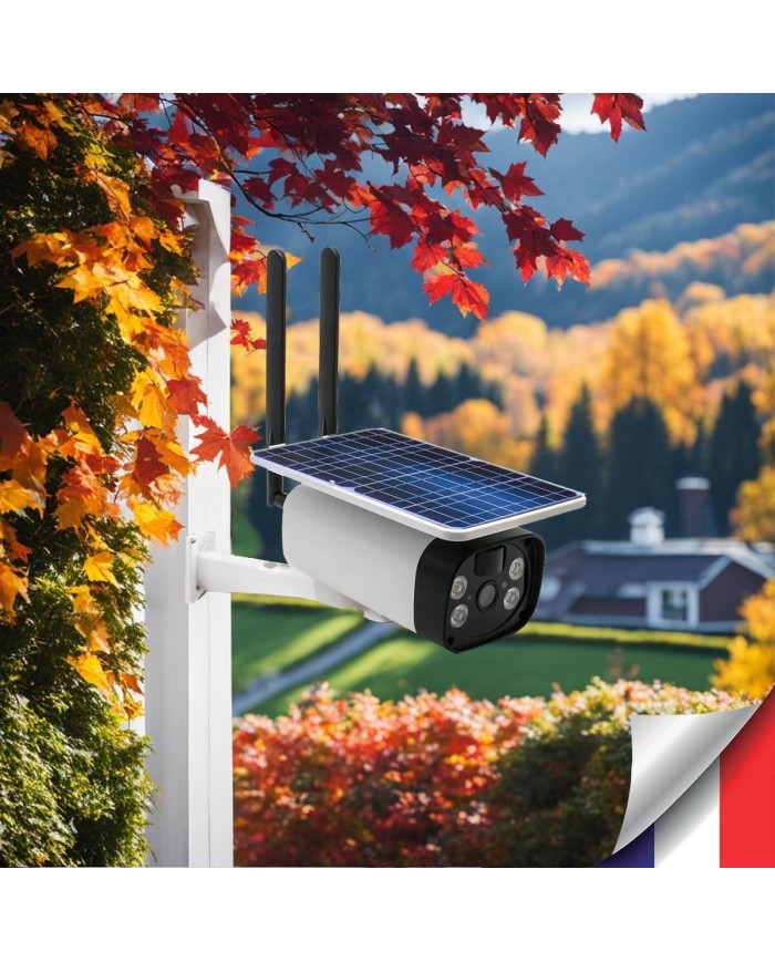 Caméra solaire IP GSM 4G UHD 4MP 2K 128Go inclus waterproof Infrarouge accès à distance via iPhone Android
