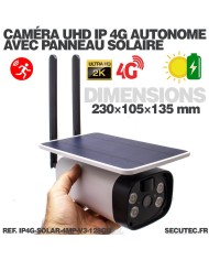 Caméra solaire IP GSM 4G UHD 4MP 2K 128Go inclus waterproof Infrarouge accès à distance via iPhone Android