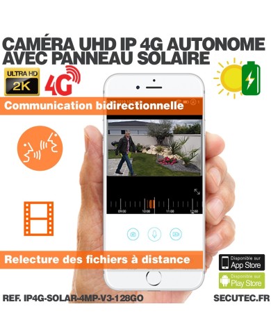 Caméra solaire IP GSM 4G UHD 4MP 2K 128Go inclus waterproof Infrarouge accès à distance via iPhone Android Caméra solaire IP GSM 4G UHD 4MP 2K 128Go inclus waterproof Infrarouge accès à distance via iPhone Android