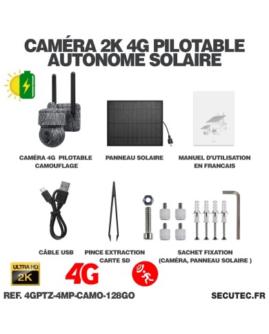 Caméra camouflage pilotable solaire 4G UHD 2K 4Mpx alerte sirène waterproof  infrarouge detection de mouvement Caméra camouflage pilotable solaire 4G UHD 2K 4Mpx alerte sirène waterproof  infrarouge detection de mouvement