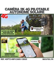 Caméra camouflage pilotable solaire 4G UHD 2K 4Mpx alerte sirène waterproof  infrarouge detection de mouvement