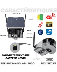 Caméra solaire 4G Ultra grand angle double objectifs UHD 4K 8MP détection de mouvement avec alerte sirène waterproof 128Go Caméra solaire 4G Ultra grand angle double objectifs UHD 4K 8MP détection de mouvement avec alerte sirène waterproof 128Go