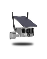 Caméra solaire 4G Ultra grand angle double objectifs UHD 4K 8MP détection de mouvement avec alerte sirène waterproof 128Go