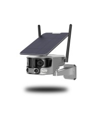 Caméra solaire WiFi Ultra grand angle double objectifs UHD 4K 8MP détection de mouvement avec alerte sirène waterproof