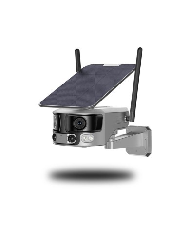 Caméra solaire WiFi Ultra grand angle double objectifs UHD 4K 8MP détection de mouvement avec alerte sirène waterproof 128Go Caméra solaire WiFi Ultra grand angle double objectifs UHD 4K 8MP détection de mouvement avec alerte sirène waterproof 128Go