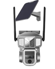 Double caméra pilotable solaire Wifi Ultra HD 2K waterproof Zoom X20 autotracking IR détection de mouvement avec alarme et sirèn