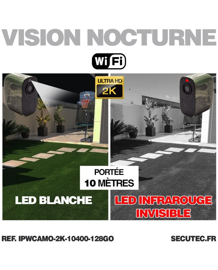 Caméra WiFi camouflage 2K infrarouge invisible batterie très longue autonomie détection de mouvement et humaine 128Go Caméra WiFi camouflage 2K infrarouge invisible batterie très longue autonomie détection de mouvement et humaine 128Go