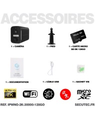 Caméra WiFi noire 2K infrarouge invisible batterie ultra longue autonomie détection de mouvement et humaine 128Go Caméra WiFi noire 2K infrarouge invisible batterie ultra longue autonomie détection de mouvement et humaine 128Go