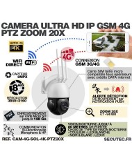 Kit vidéosurveillance 24h sur 24h caméra 4G 4K pilotable solaire Zoom X20 autonome waterproof 128Go Kit vidéosurveillance 24h sur 24h caméra 4G 4K pilotable solaire Zoom X20 autonome waterproof 128Go