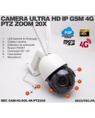 Kit vidéosurveillance 24h sur 24h caméra 4G 4K pilotable solaire Zoom X20 autonome waterproof 128Go Kit vidéosurveillance 24h sur 24h caméra 4G 4K pilotable solaire Zoom X20 autonome waterproof 128Go
