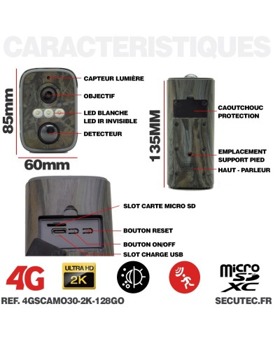Camera camouflage 4G solaire UHD 2K infrarouge invisible ultra longue autonomie detection de mouvement et humaine 128Go Camera camouflage 4G solaire UHD 2K infrarouge invisible ultra longue autonomie detection de mouvement et humaine 128Go