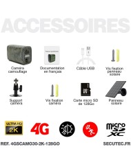 Camera camouflage 4G solaire UHD 2K infrarouge invisible ultra longue autonomie detection de mouvement et humaine 128Go