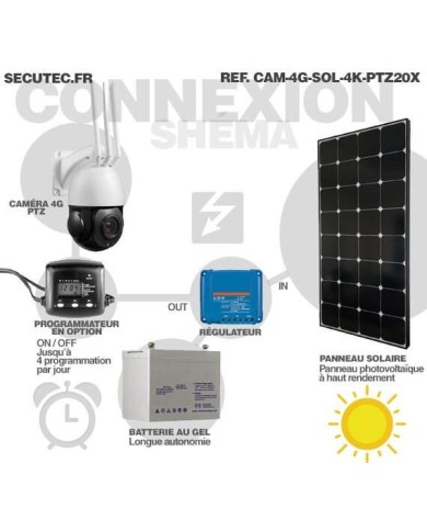 Kit vidéosurveillance 24h sur 24h caméra 4G 4K pilotable solaire Zoom X20 autonome waterproof 128Go Kit vidéosurveillance 24h sur 24h caméra 4G 4K pilotable solaire Zoom X20 autonome waterproof 128Go