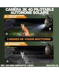 Caméra camouflage pilotable solaire 4G Ultra HD 2K alerte détection humaine AI Caméra camouflage pilotable solaire 4G Ultra HD 2K alerte détection humaine AI