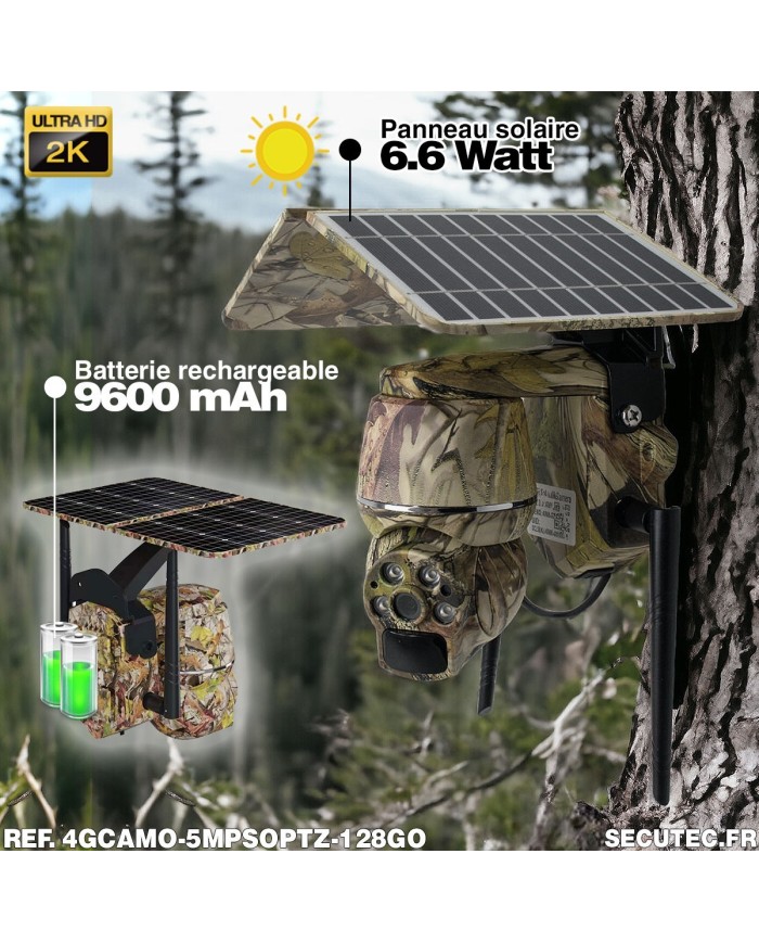 Caméra camouflage pilotable solaire 4G Ultra HD 2K alerte détection humaine AI Caméra camouflage pilotable solaire 4G Ultra HD 2K alerte détection humaine AI