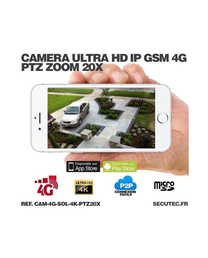 Kit vidéosurveillance 24h sur 24h caméra 4G 4K pilotable solaire Zoom X20 autonome waterproof 128Go Kit vidéosurveillance 24h sur 24h caméra 4G 4K pilotable solaire Zoom X20 autonome waterproof 128Go