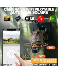 Caméra camouflage pilotable solaire WiFi Ultra HD 2K alerte détection humaine AI