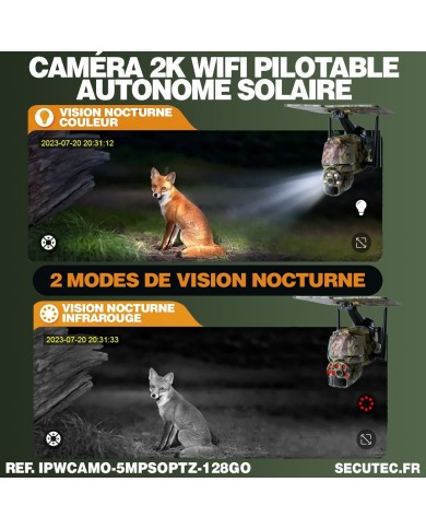 Caméra camouflage pilotable solaire WiFi Ultra HD 2K alerte détection humaine AI Caméra camouflage pilotable solaire WiFi Ultra HD 2K alerte détection humaine AI