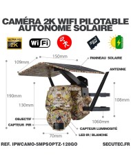Caméra camouflage pilotable solaire WiFi Ultra HD 2K alerte détection humaine AI