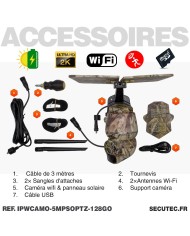 Caméra camouflage pilotable solaire WiFi Ultra HD 2K alerte détection humaine AI