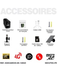 Caméra noire 4G solaire 2K infrarouge invisible batterie ultra longue autonomie detection humaine et mouvement 128Go Caméra noire 4G solaire 2K infrarouge invisible batterie ultra longue autonomie detection humaine et mouvement 128Go