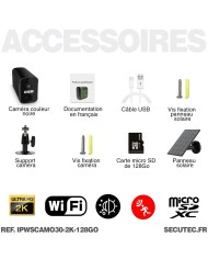 Camera noire WiFi solaire UHD 2K infrarouge invisible ultra longue autonomie detection de mouvement et humaine 128Go Camera noire WiFi solaire UHD 2K infrarouge invisible ultra longue autonomie detection de mouvement et humaine 128Go