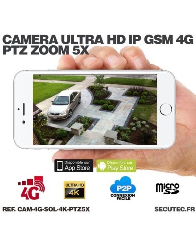 Kit vidéosurveillance 24h sur 24h caméra 4G 4K pilotable solaire Zoom X5 autonome waterproof 128Go Kit vidéosurveillance 24h sur 24h caméra 4G 4K pilotable solaire Zoom X5 autonome waterproof 128Go