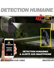Camera camouflage solaire 4G UHD 2K IR invisible très longue autonomie detection humaine et de mouvement 128Go
