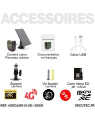 Camera camouflage solaire 4G UHD 2K IR invisible très longue autonomie detection humaine et de mouvement 128Go