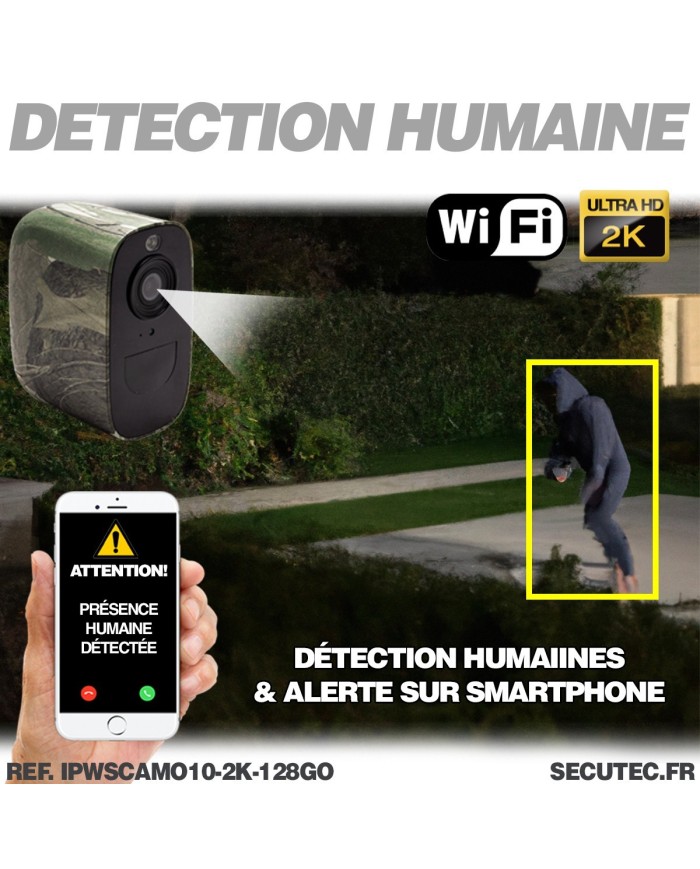 Caméra camouflage solaire WiFi 2K IR invisible très longue autonomie détection de mouvement et humaine 128Go Caméra camouflage solaire WiFi 2K IR invisible très longue autonomie détection de mouvement et humaine 128Go
