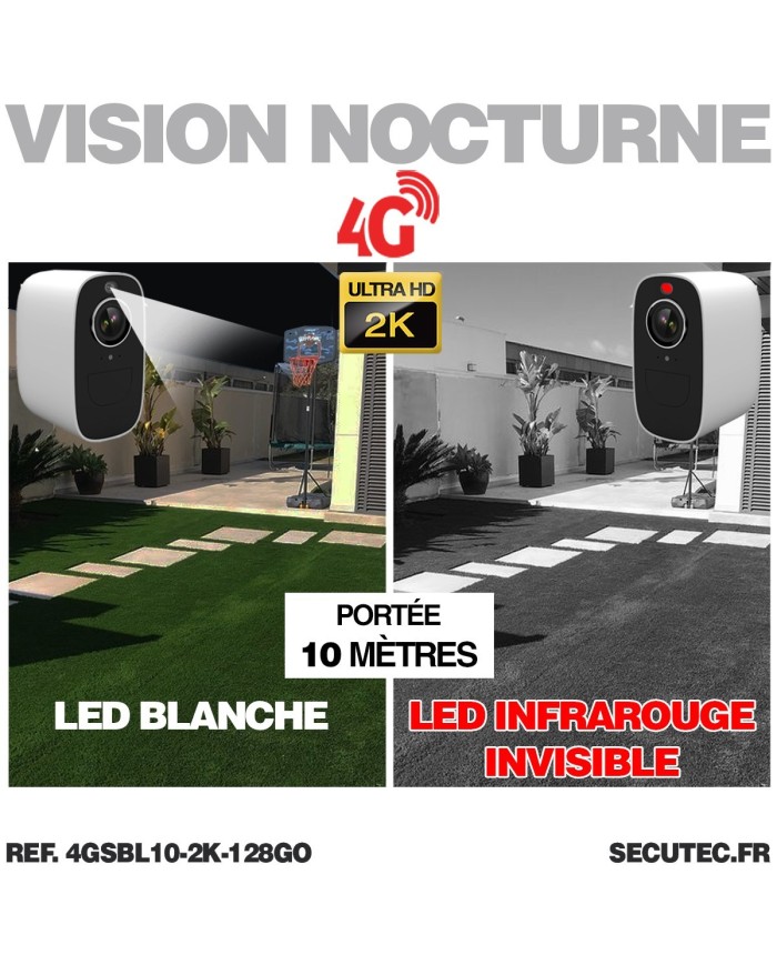 Caméra blanche 4G solaire UHD 2K infrarouge invisible très longue autonomie detection de mouvement et humaine 128Go Caméra blanche 4G solaire UHD 2K infrarouge invisible très longue autonomie detection de mouvement et humaine 128Go