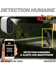 Caméra blanche 4G solaire UHD 2K infrarouge invisible très longue autonomie detection de mouvement et humaine 128Go Caméra blanche 4G solaire UHD 2K infrarouge invisible très longue autonomie detection de mouvement et humaine 128Go