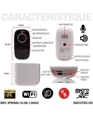 Camera blanche WiFi solaire UHD 2K infrarouge invisible très longue autonomie detection de mouvement et humaine 128Go Camera blanche WiFi solaire UHD 2K infrarouge invisible très longue autonomie detection de mouvement et humaine 128Go