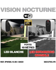 Camera blanche WiFi solaire UHD 2K infrarouge invisible très longue autonomie detection de mouvement et humaine 128Go Camera blanche WiFi solaire UHD 2K infrarouge invisible très longue autonomie detection de mouvement et humaine 128Go