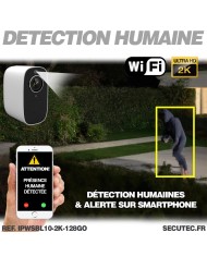 Camera blanche WiFi solaire UHD 2K infrarouge invisible très longue autonomie detection de mouvement et humaine 128Go Camera blanche WiFi solaire UHD 2K infrarouge invisible très longue autonomie detection de mouvement et humaine 128Go