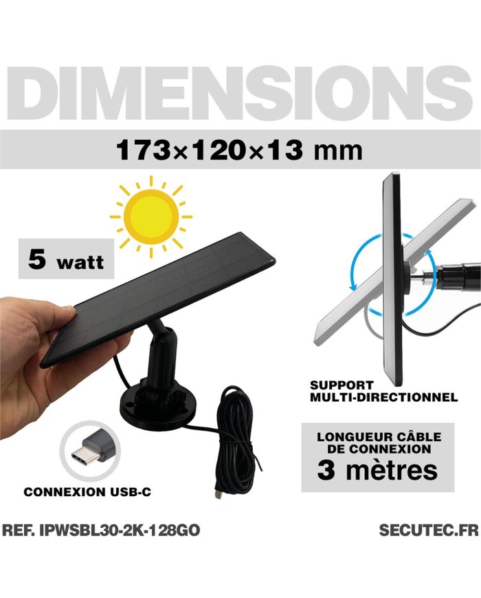 Camera blanche WiFi solaire UHD 2K infrarouge invisible ultra longue autonomie detection de mouvement et humaine 128Go Camera blanche WiFi solaire UHD 2K infrarouge invisible ultra longue autonomie detection de mouvement et humaine 128Go