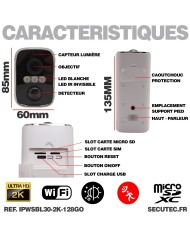Camera blanche WiFi solaire UHD 2K infrarouge invisible ultra longue autonomie detection de mouvement et humaine 128Go Camera blanche WiFi solaire UHD 2K infrarouge invisible ultra longue autonomie detection de mouvement et humaine 128Go